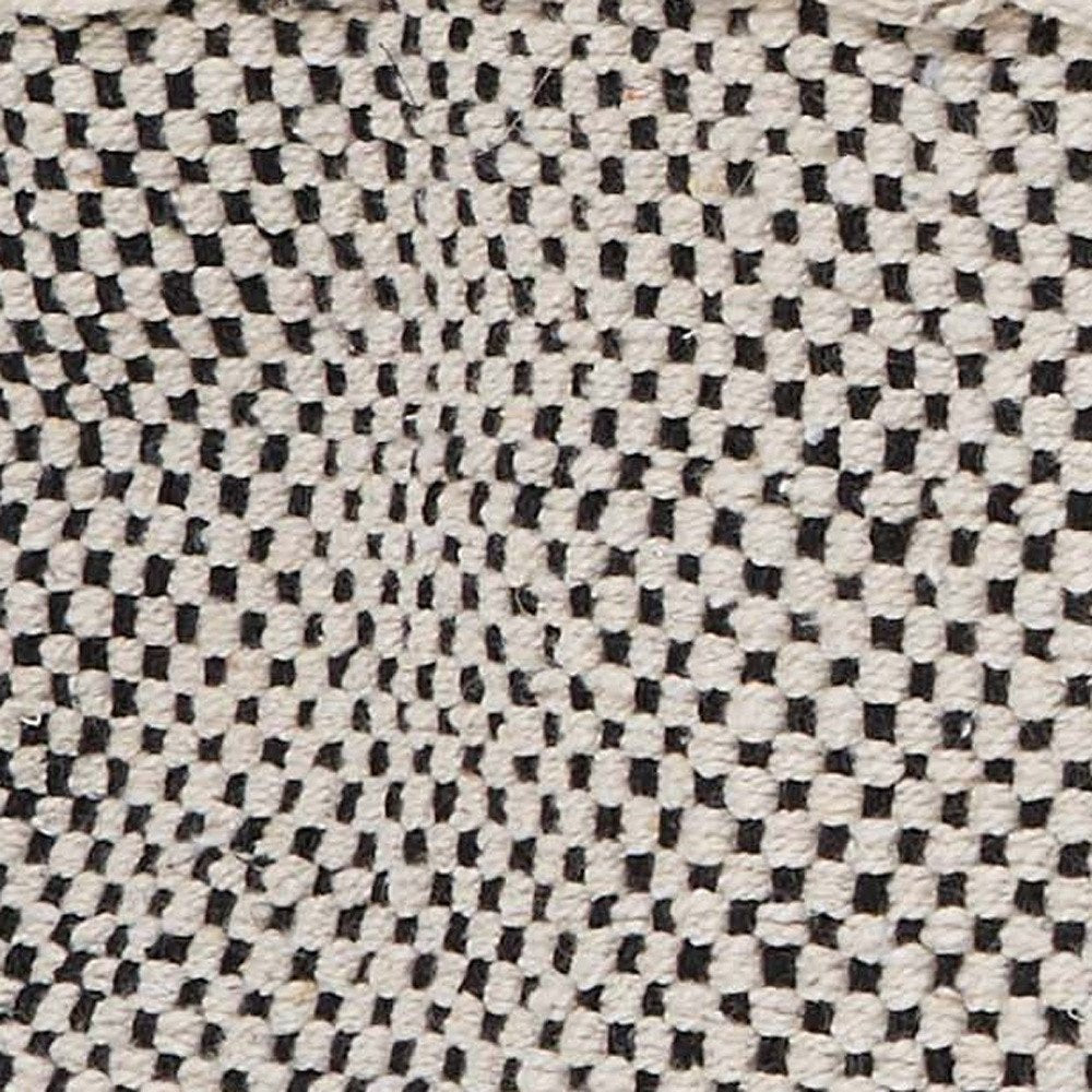 20" Black And Natural Striped Cotton Throw Pillow with Tassels