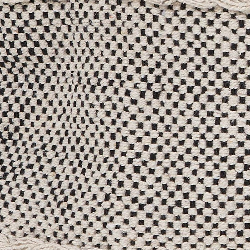 20" Black And Natural Striped Cotton Throw Pillow with Tassels