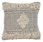 20" Natural and Black Throw Pillow with Fringe