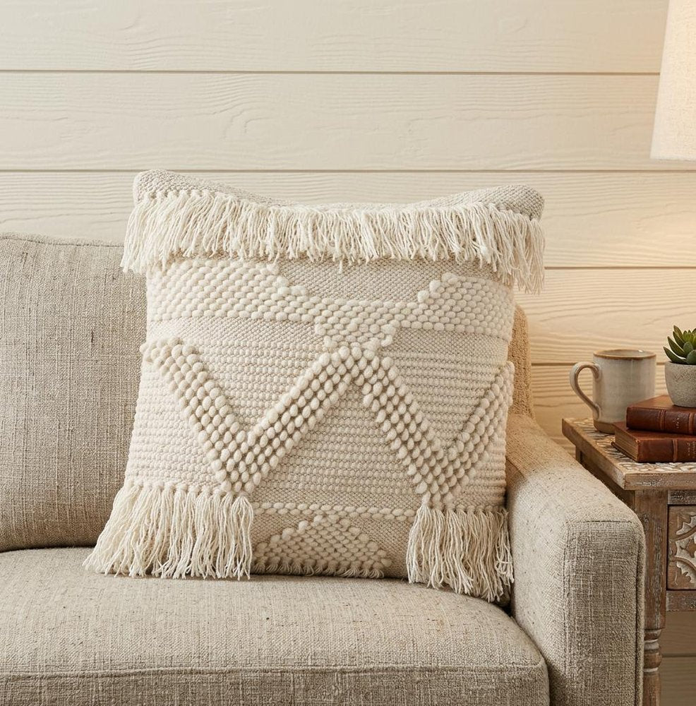 20" Ivory Throw Pillow