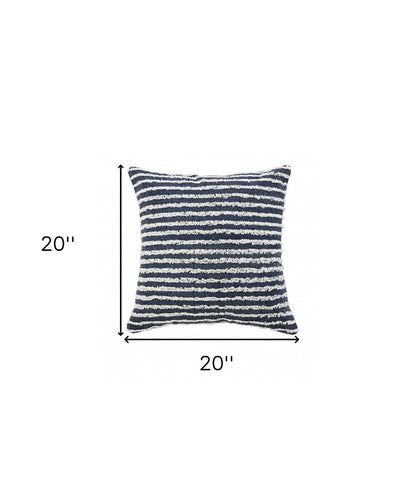 20" Merlot And Off White Cotton Striped Throw Pillow