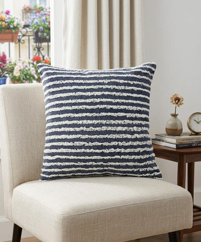 20" Merlot And Off White Cotton Striped Throw Pillow