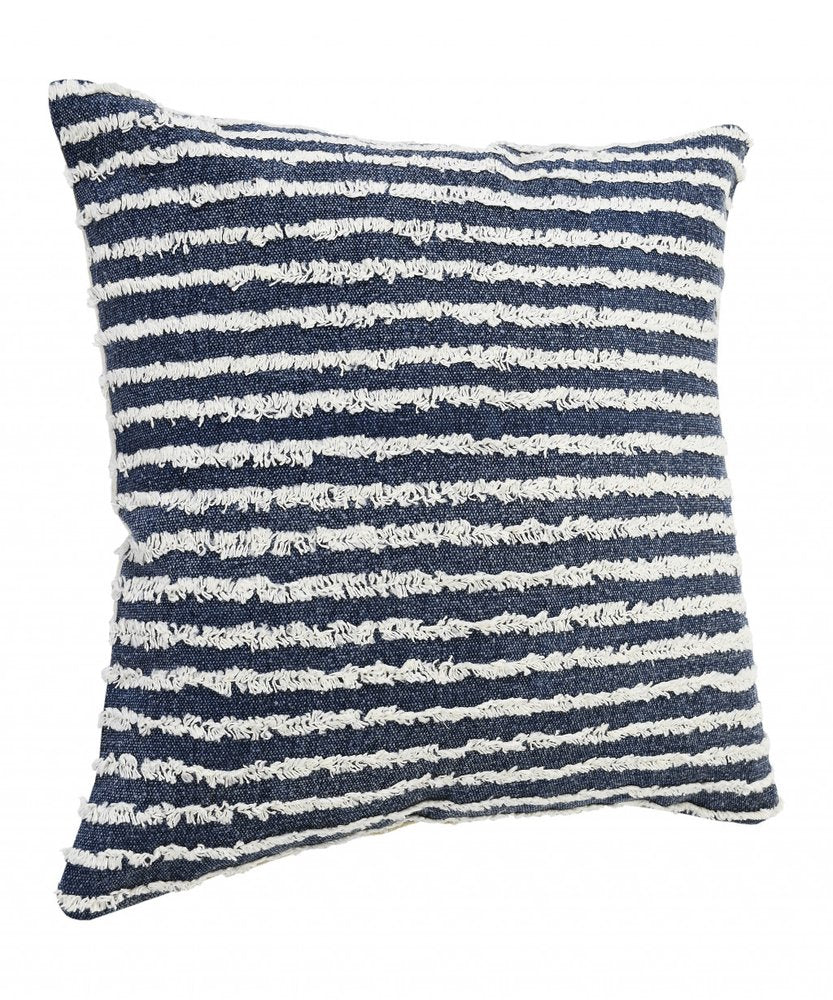 20" Merlot And Off White Cotton Striped Throw Pillow