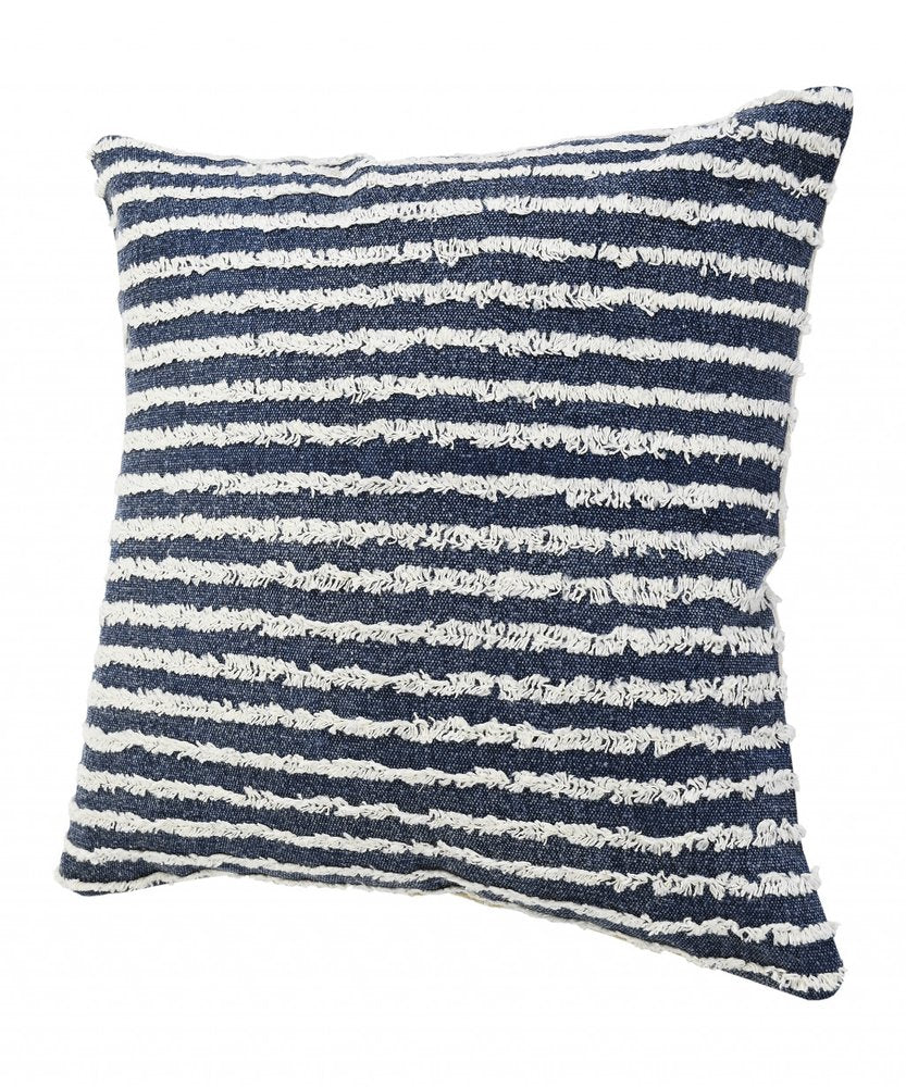 20" Merlot And Off White Cotton Striped Throw Pillow