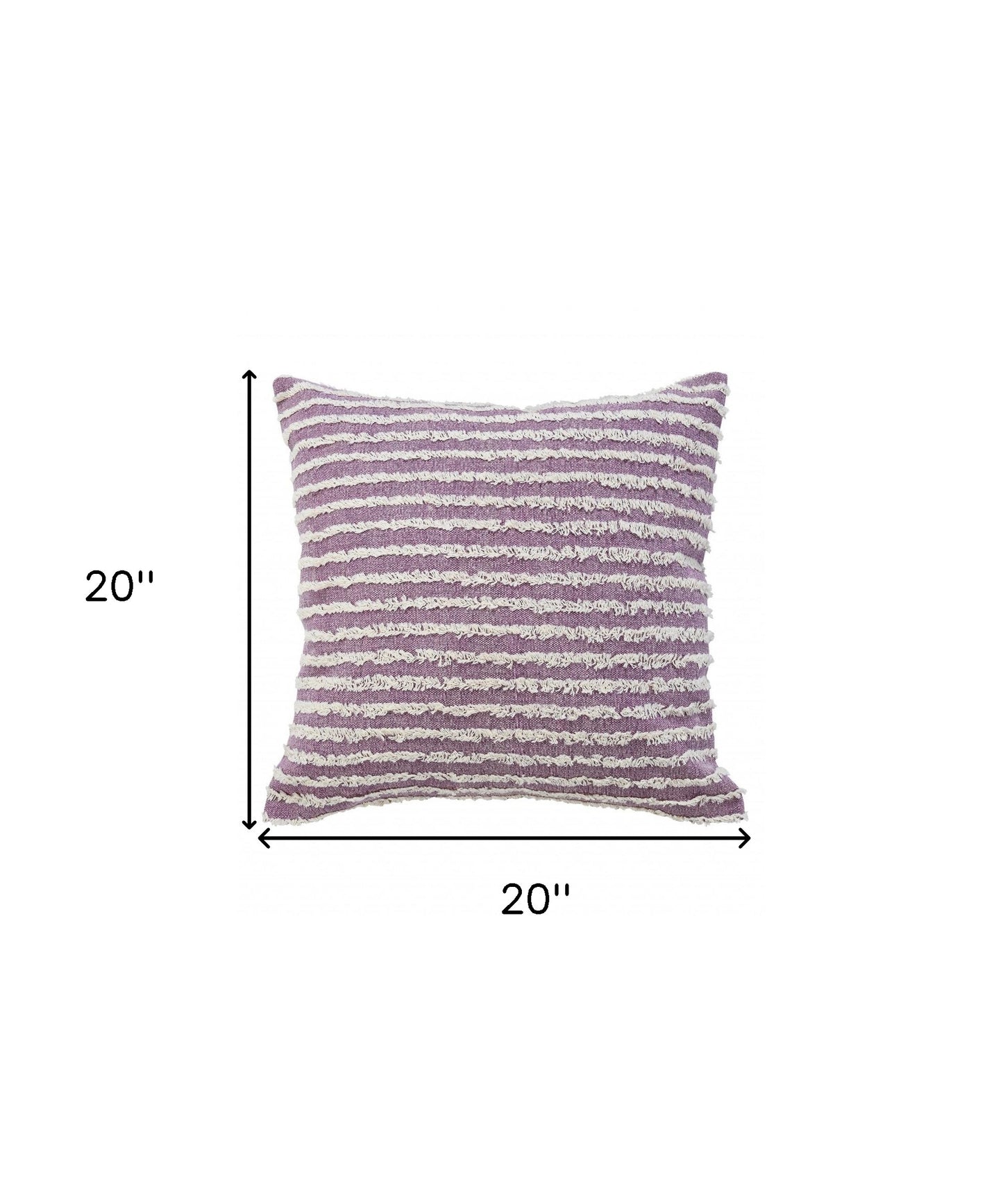 14" X 36" Purple And Cream 100% Cotton Striped Zippered Pillow