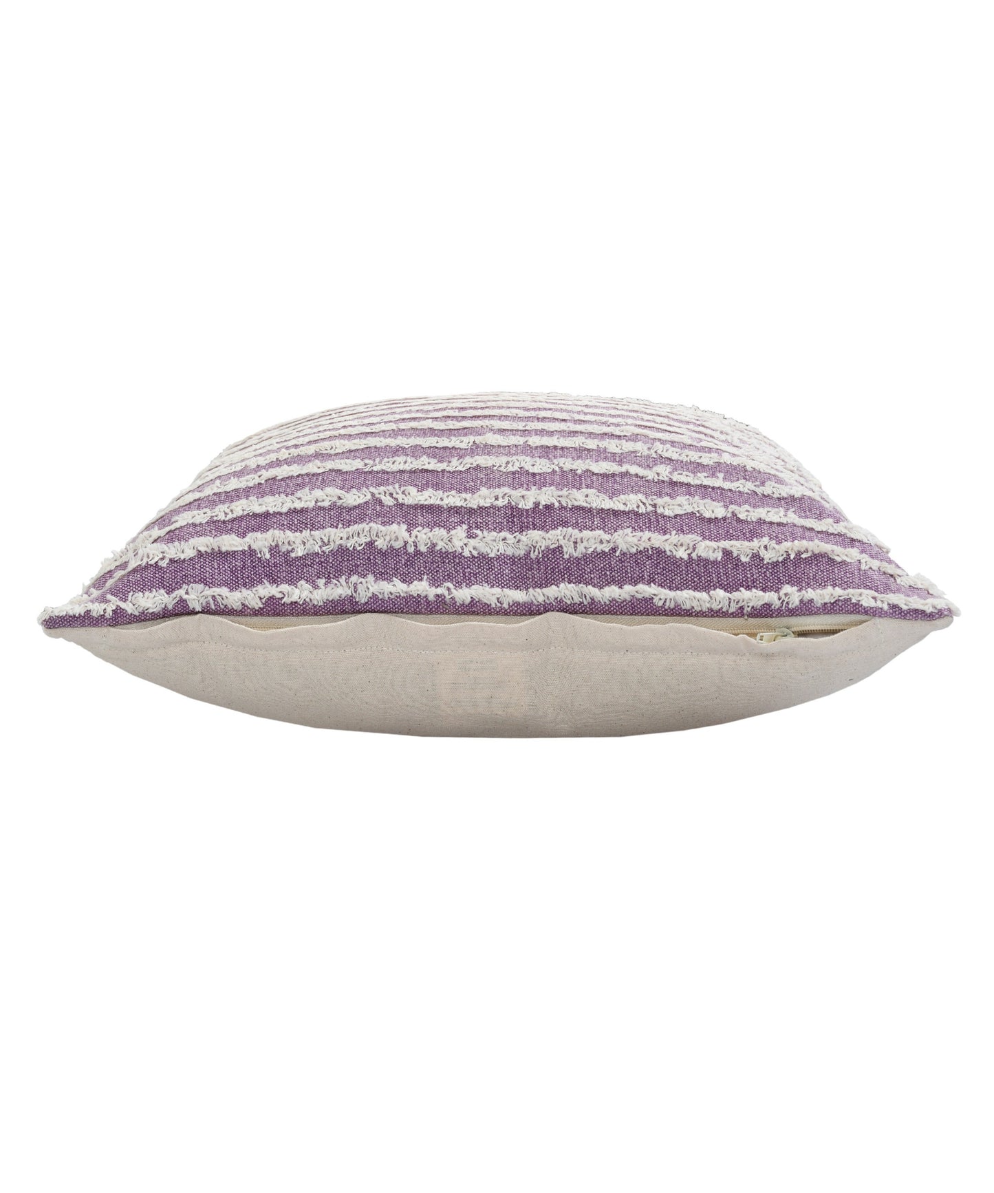 14" X 36" Purple And Cream 100% Cotton Striped Zippered Pillow