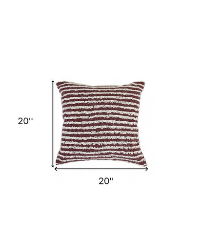 20" X 20" Ensign Blue And Cream 100% Cotton Striped Zippered Pillow