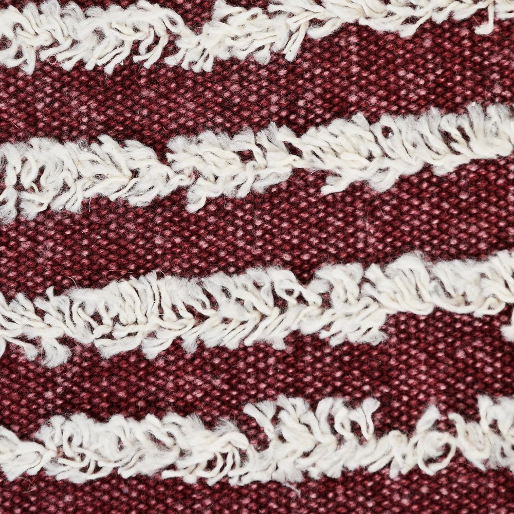 20" Merlot And Off White Cotton Striped Throw Pillow