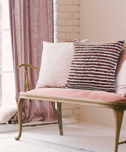 20" X 20" Ensign Blue And Cream 100% Cotton Striped Zippered Pillow