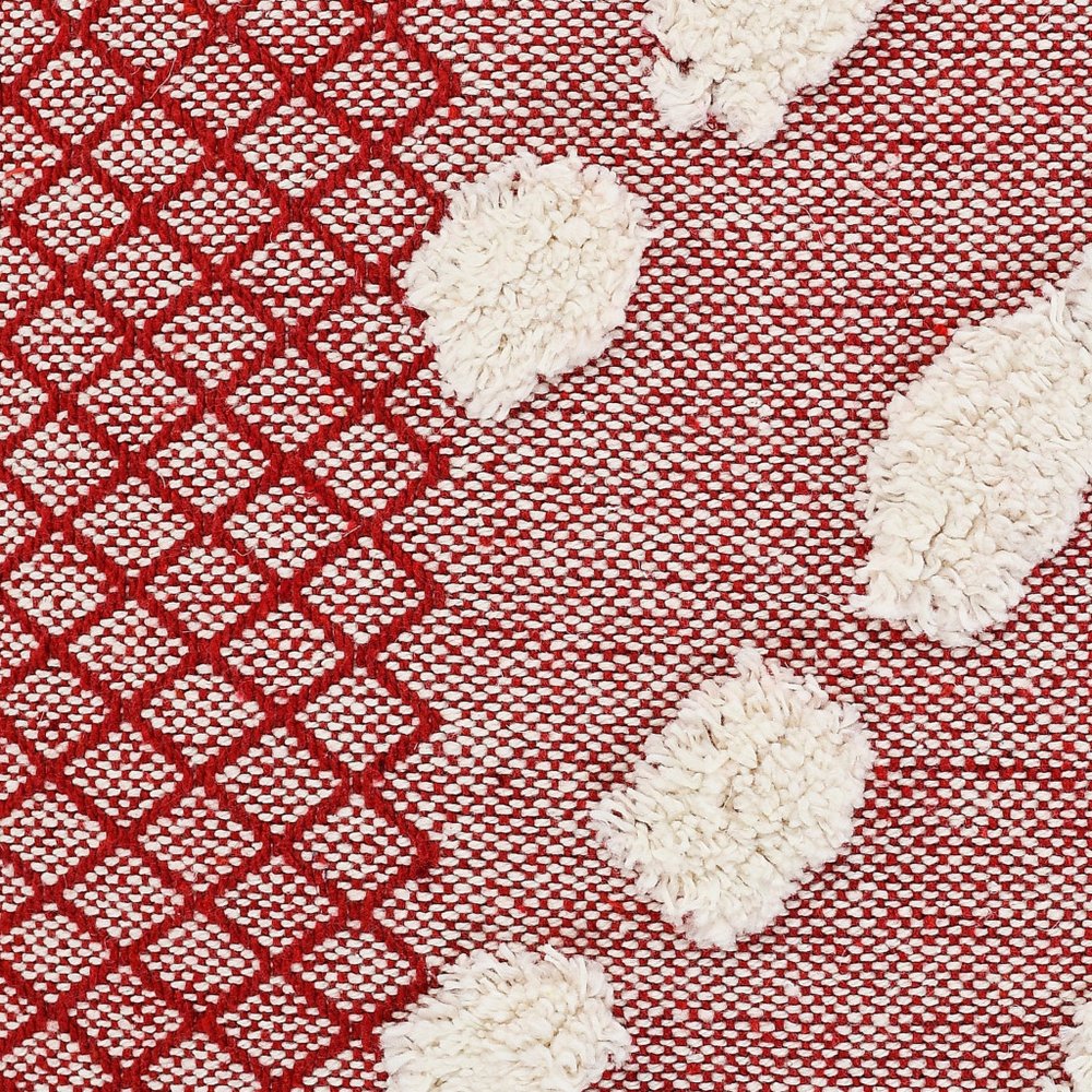 20" Black Gray And Cream Cotton Geometric Throw Pillow with Pompoms