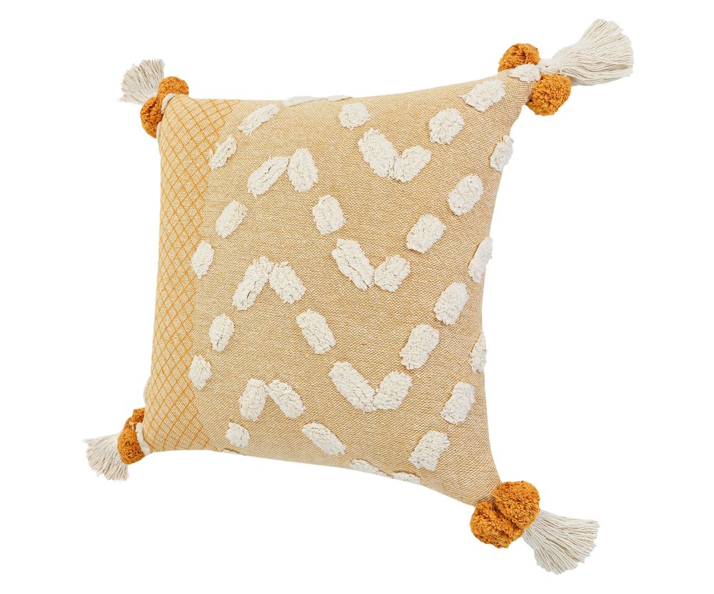 20" Yellow and Cream Throw Pillow