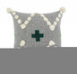 20" X 20" Black Off-White And Green 100% Cotton Geometric Zippered Pillow