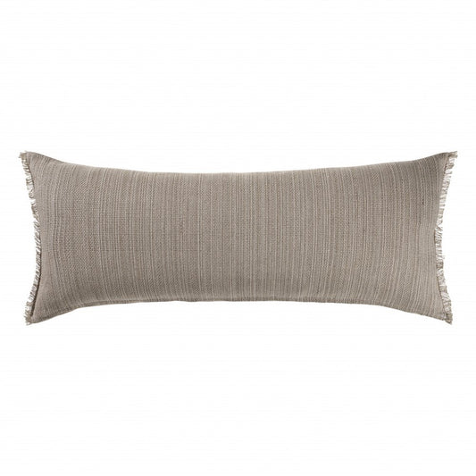 14" X 36" Tan Linen Throw Pillow with Fringe