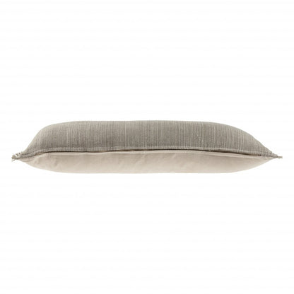 14" X 36" Tan Linen Throw Pillow with Fringe