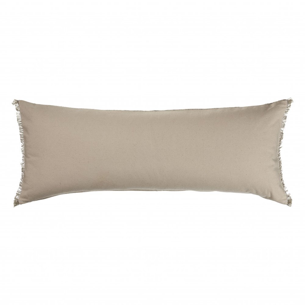 14" X 36" Tan Linen Throw Pillow with Fringe