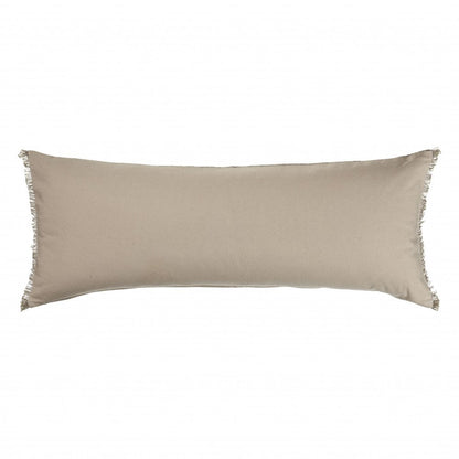 14" X 36" Tan Linen Throw Pillow with Fringe