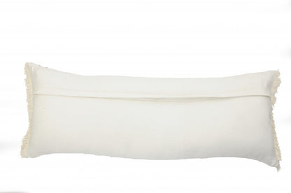 14" X 36" Gray Cotton Throw Pillow with Fringe