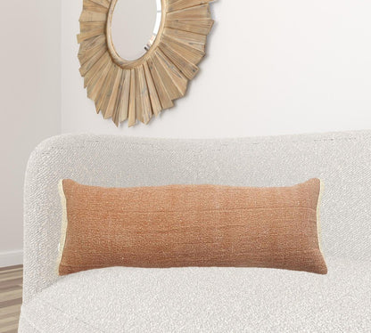 14" X 36" Gray Cotton Throw Pillow with Fringe