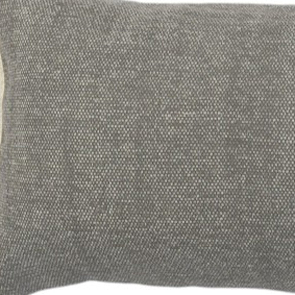 14" X 36" Gray Cotton Throw Pillow with Fringe