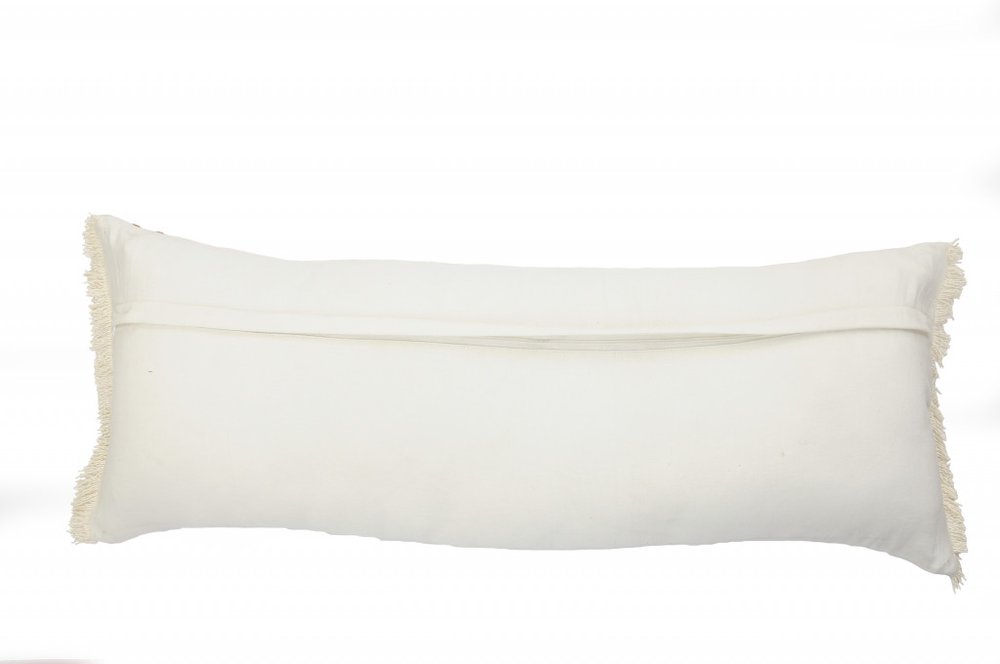 14" X 36" Gray Cotton Throw Pillow with Fringe