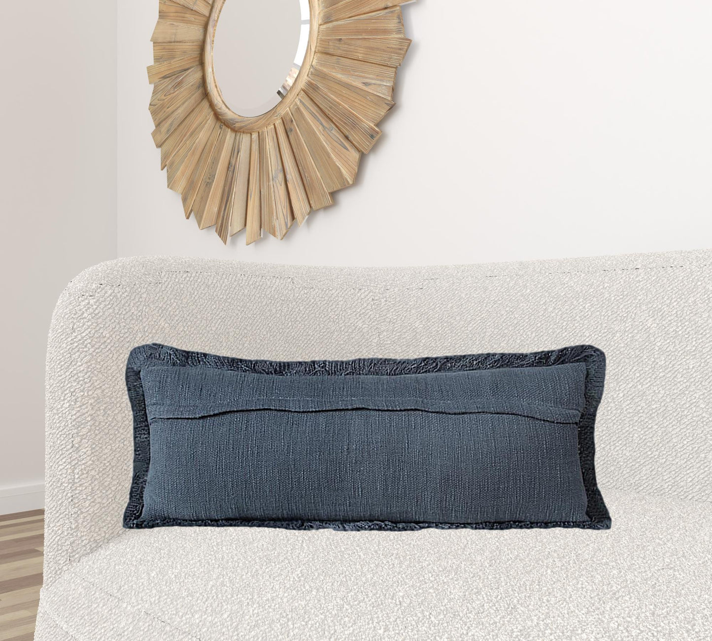 14" X 36" Navy Blue 100% Cotton Zippered Pillow