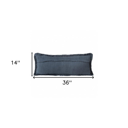 14" X 36" Navy Blue 100% Cotton Zippered Pillow