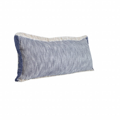 14" X 36" Navy Blue 100% Cotton Zippered Pillow