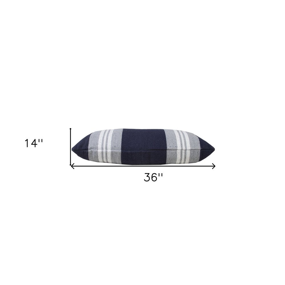 14" X 36" Beige and Gray Lumbar Throw Pillow