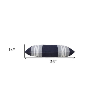 14" X 36" Beige and Gray Lumbar Throw Pillow
