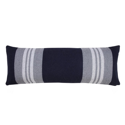 14" X 36" Beige and Gray Lumbar Throw Pillow