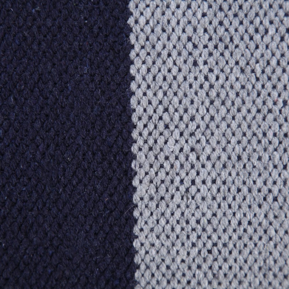 14" X 36" Navy Gray And White 100% Cotton Coastal Zippered Pillow