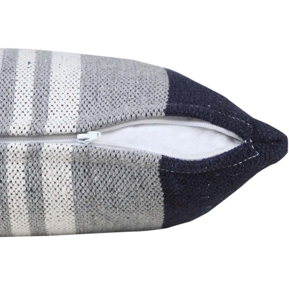 14" X 36" Beige and Gray Lumbar Throw Pillow