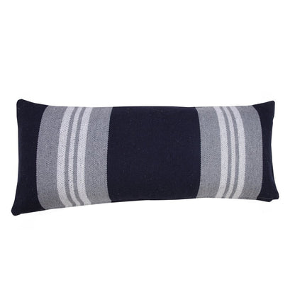 14" X 36" Beige and Gray Lumbar Throw Pillow