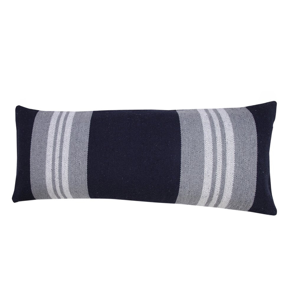 14" X 36" Beige and Gray Lumbar Throw Pillow