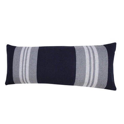 14" X 36" Beige and Gray Lumbar Throw Pillow