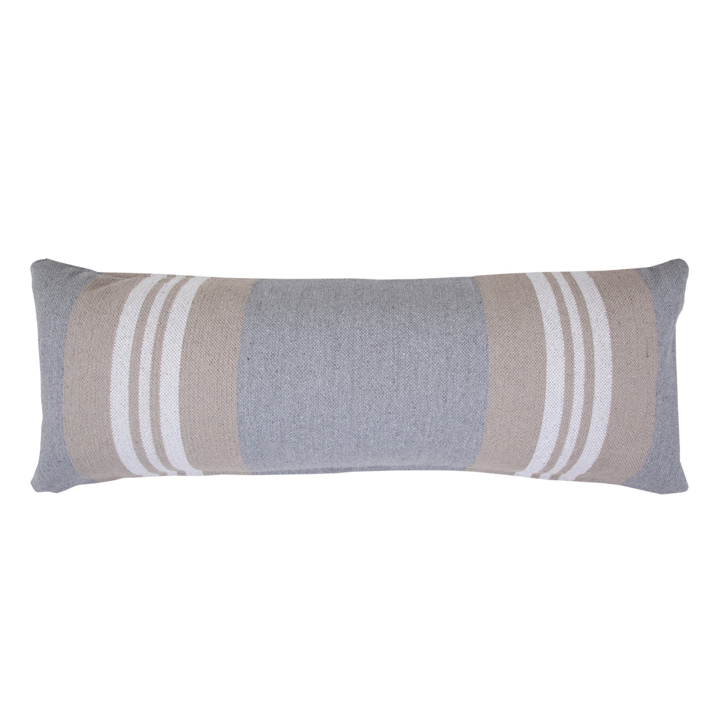 14" X 36" Navy Gray And White 100% Cotton Coastal Zippered Pillow