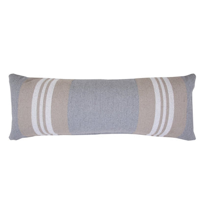 14" X 36" Beige and Gray Lumbar Throw Pillow