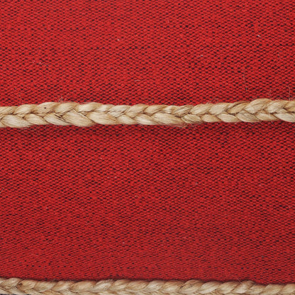 14" X 36" Red Navy And Tan 100% Cotton Striped Zippered Pillow