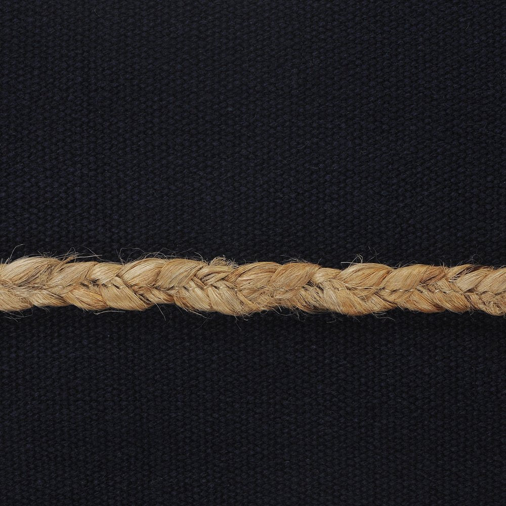 14" X 36" Navy Blue And Tan Cotton Striped Throw Pillow with Fringe