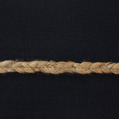 14" X 36" Navy Blue And Tan Cotton Striped Throw Pillow with Fringe