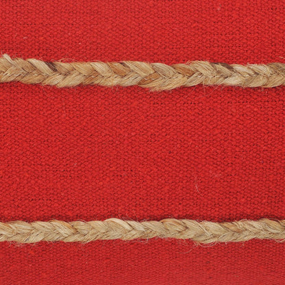 14" X 36" Navy Blue And Tan Cotton Striped Throw Pillow with Fringe