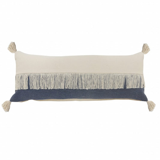 14" X 36" Orange and Off White Throw Pillow