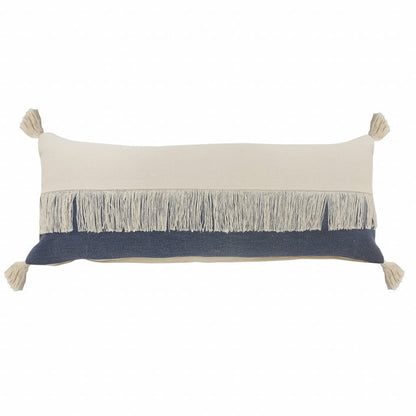 14" X 36" Orange and Off White Throw Pillow