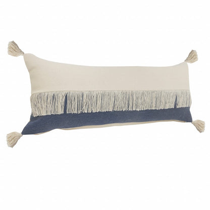 14" X 36" Orange and Off White Throw Pillow