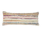 14" X 36" Off White Red And Blue Cotton Striped Throw Pillow