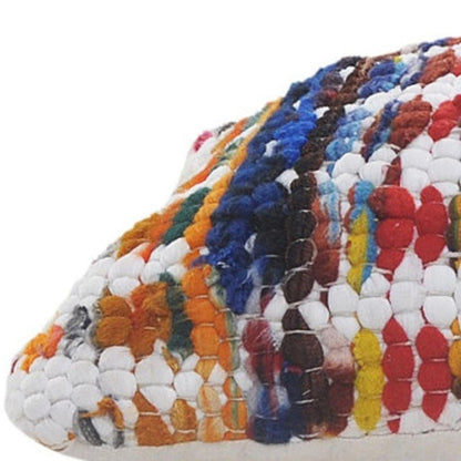 14" X 36" White Red Blue Orange And Green 100% Cotton Geometric Zippered Pillow