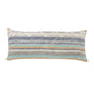14" X 36" Off White Blue And Orange Cotton Striped Throw Pillow