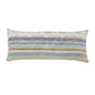 14" X 36" Off White Blue And Orange Cotton Striped Throw Pillow