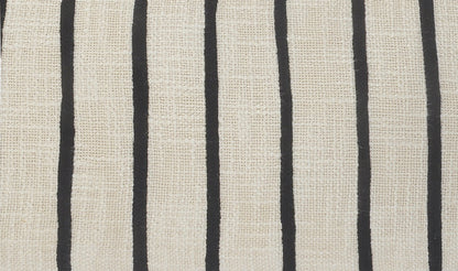 12" X 28" Ivory And Black 100% Cotton Striped Zippered Pillow