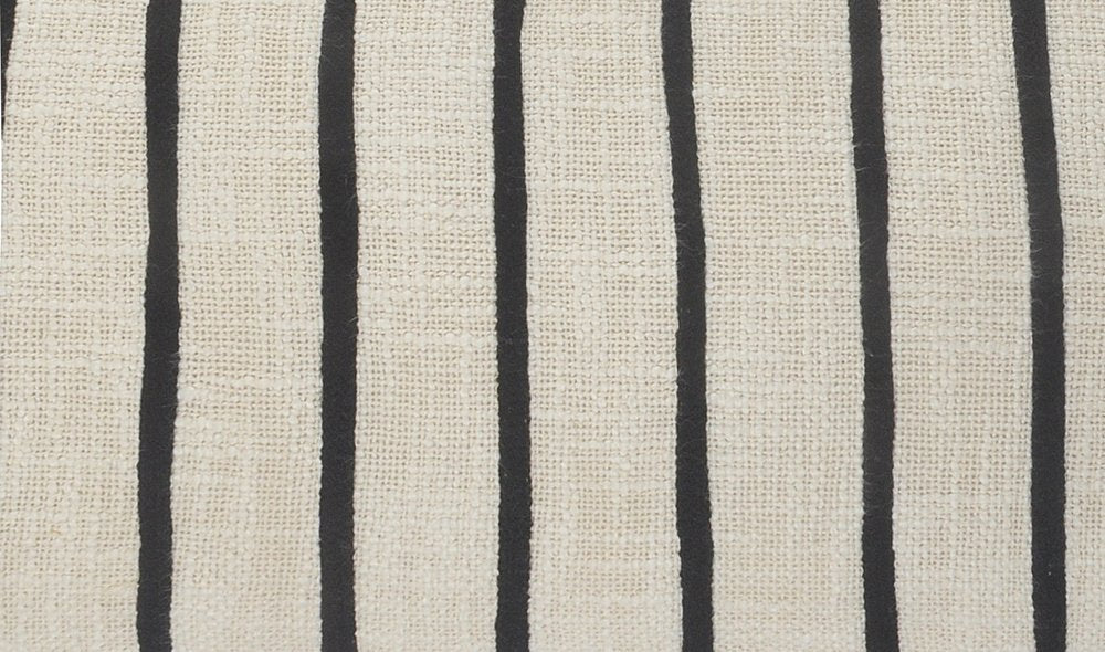 12" X 28" Ivory And Black 100% Cotton Striped Zippered Pillow
